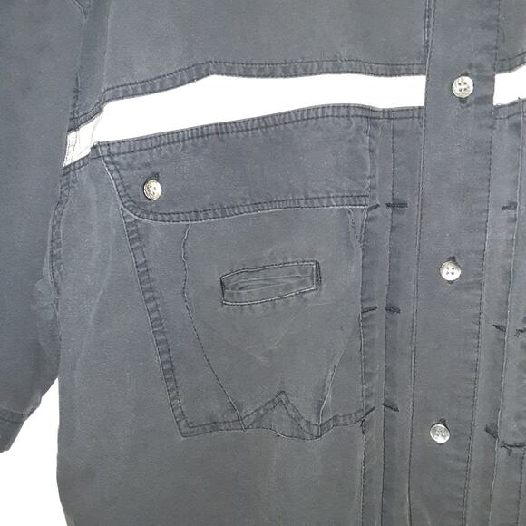 Bugle Boy Shirt Mens Size Large Button Down Short-Sleeve Black Retro Baggy - Picture 3 of 10